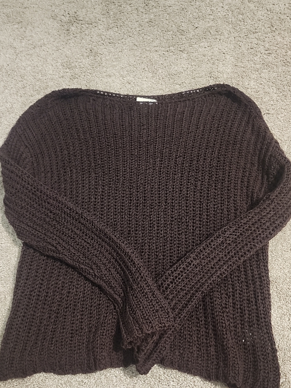 PacSun Dark Brown Ribbed Crewneck Sweater